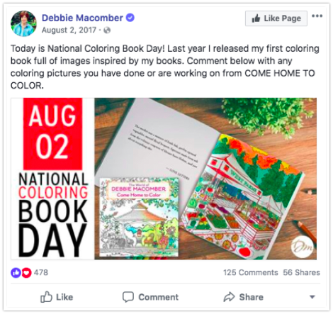 Debbie Macomber - National Coloring Book Day